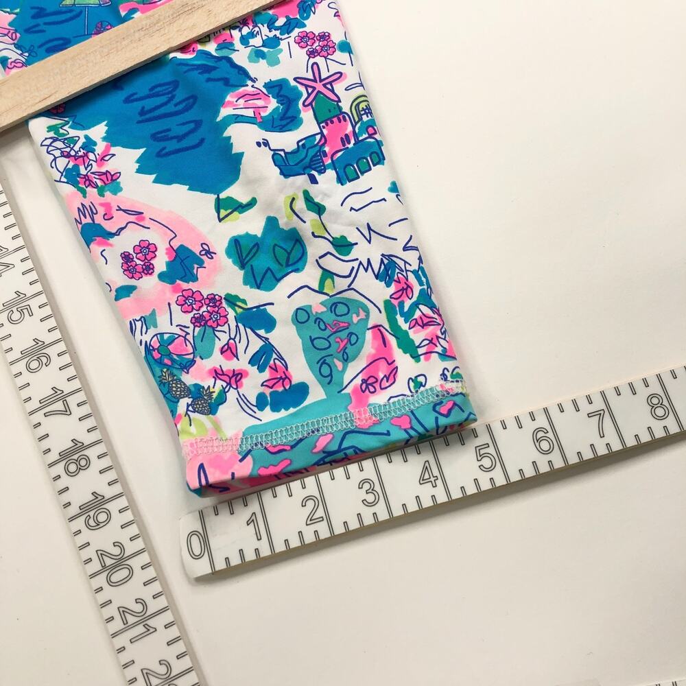 Lulu B Small (Fit 26W 19L) Athleisure Travel Mid Rise Capri Pants All Over Print - Picture 4 of 11
